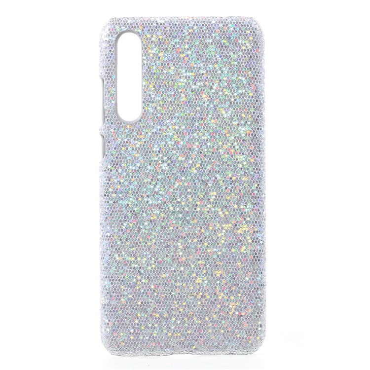 PU Leather Coated PC Mobile Casing for Huawei P20 Pro - Silver Glittery Sequins-1