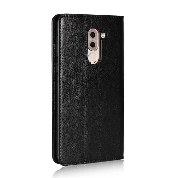 Crazy Horse Texture Wallet Stand Genuine Leather Case for Huawei Honor 6x (2016) / Mate 9 Lite - Black-3