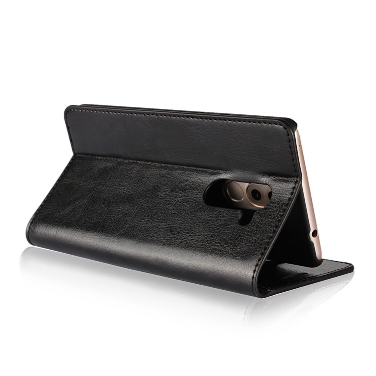 Crazy Horse Texture Wallet Stand Genuine Leather Case for Huawei Honor 6x (2016) / Mate 9 Lite - Black-4