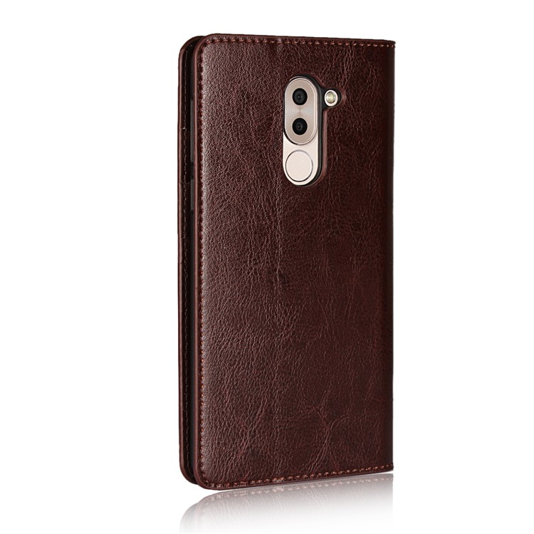 Crazy Horse Texture Genuine Leather Mobile Casing for Huawei Honor 6x (2016) / Mate 9 Lite - Coffee-3
