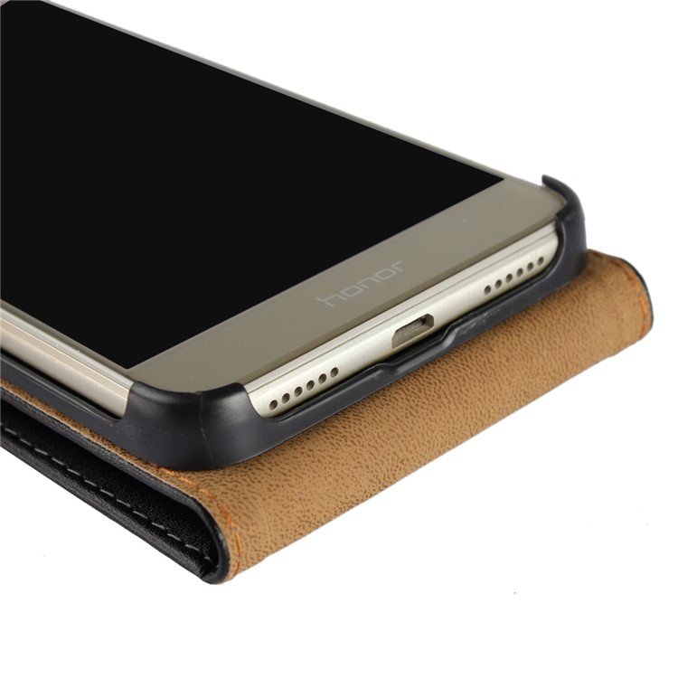 Vertical Flip Genuine Split Leather Case for Huawei P8 Lite (2017)/Honor 8 Lite - Black-11