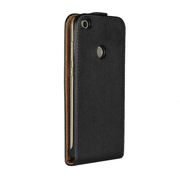 Vertical Flip Genuine Split Leather Case for Huawei P8 Lite (2017)/Honor 8 Lite - Black-3