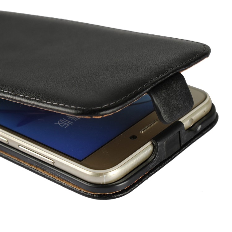 Vertical Flip Genuine Split Leather Case for Huawei P8 Lite (2017)/Honor 8 Lite - Black-9