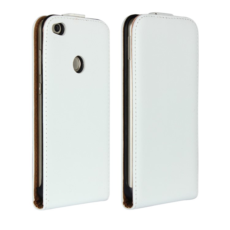 Vertical Flip Genuine Split Leather Cover for Huawei P8 Lite (2017)/Honor 8 Lite - White-1