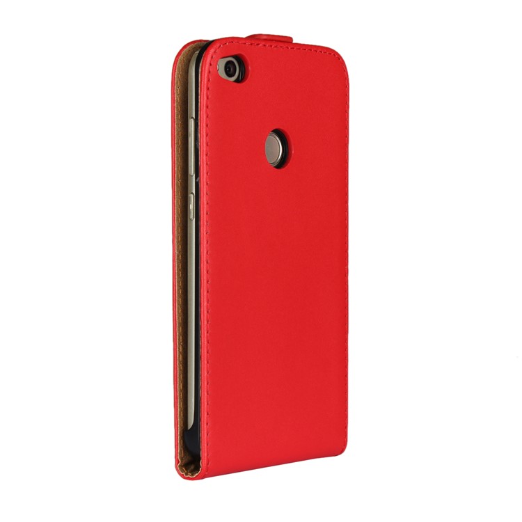 Vertical Flip Genuine Split Leather Shell for Huawei P8 Lite (2017)/Honor 8 Lite - Red-3