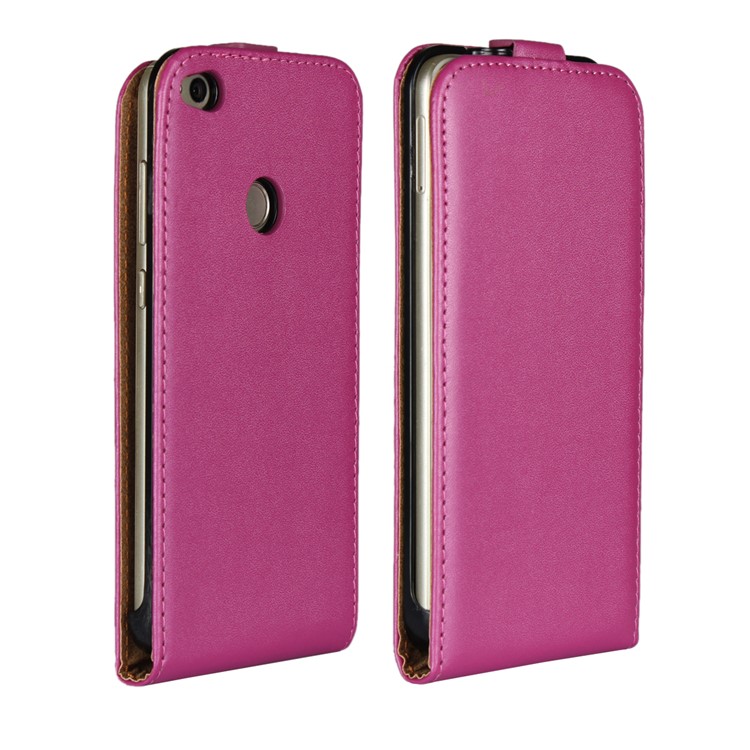 Vertical Flip Genuine Split Leather Phone Cover for Huawei P8 Lite (2017)/Honor 8 Lite - Rose-1