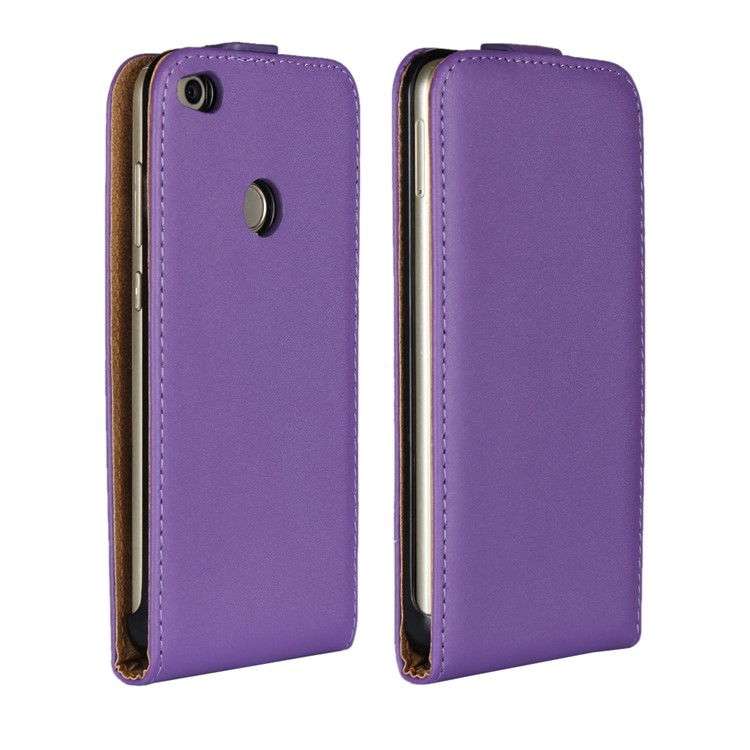 Vertical Flip Genuine Split Leather Protector Case for Huawei P8 Lite (2017)/Honor 8 Lite - Purple-1