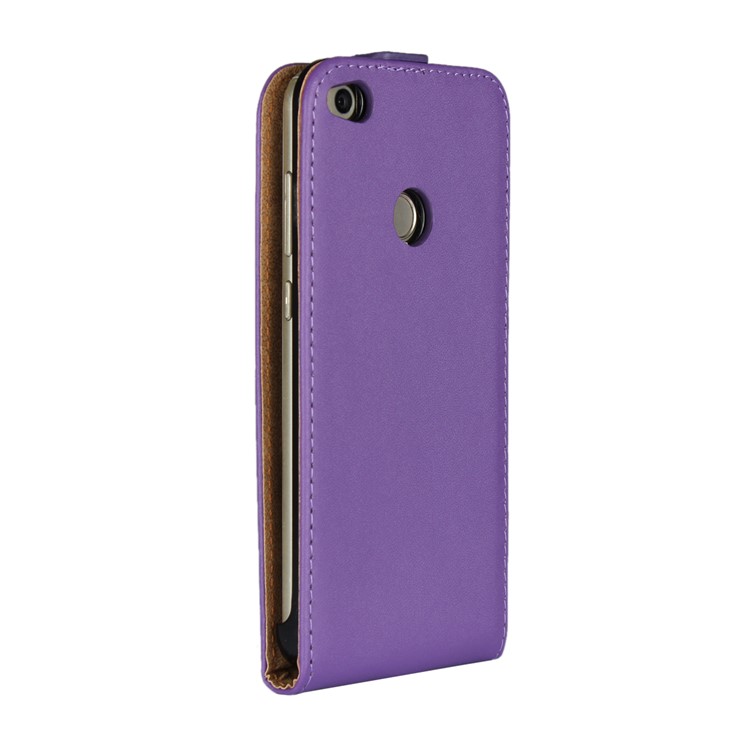 Vertical Flip Genuine Split Leather Protector Case for Huawei P8 Lite (2017)/Honor 8 Lite - Purple-3