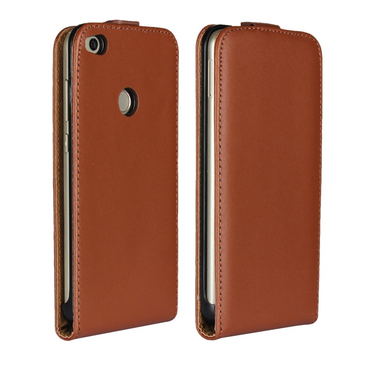 Vertical Flip Genuine Split Leather Case Accessory Huawei P8 Lite (2017)/Honor 8 Lite - Brown-1
