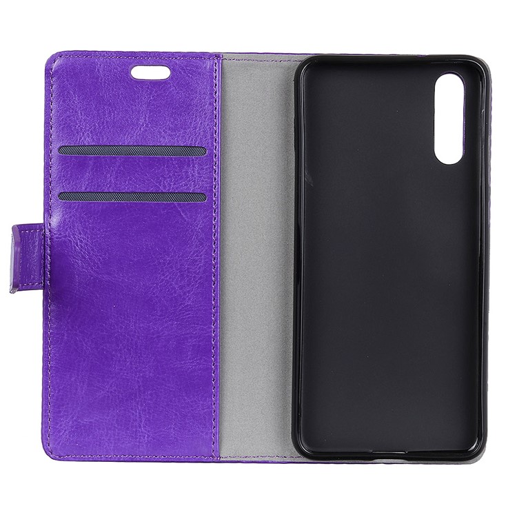 Crazy Horse Wallet Leather Magnetic Case for Huawei P20 - Purple-3