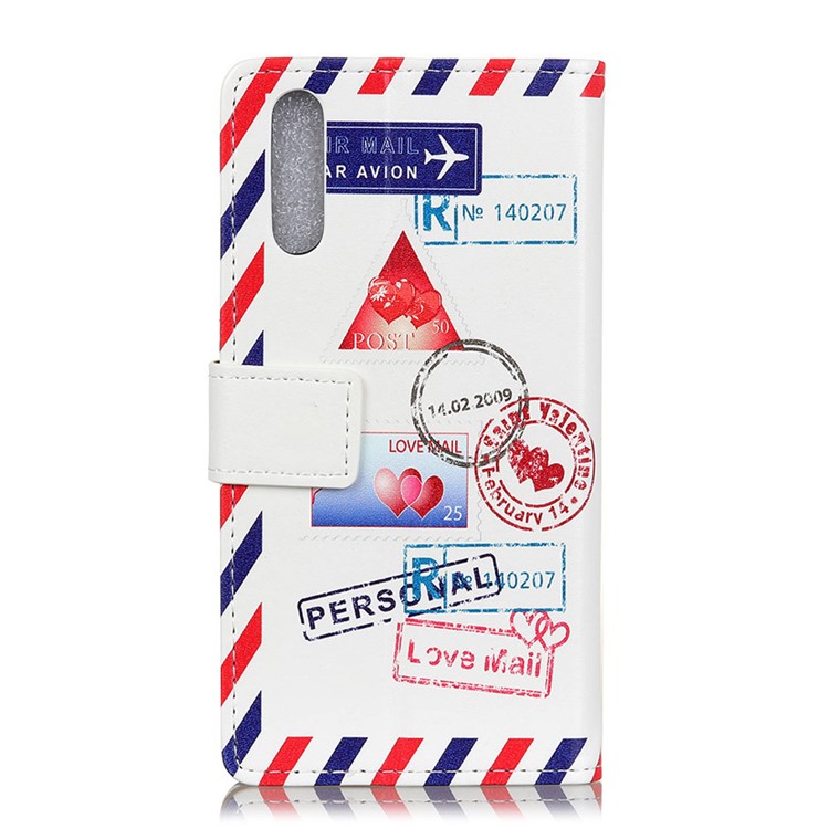 Pattern Printing Wallet Leather Stand Shell for Huawei P20 - Personal Love Mail-2