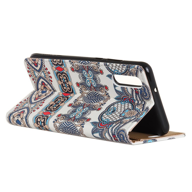 Pattern Printing Wallet Leather Stand Phone Shell for Huawei P20 - Arabic Floral Pattern-3