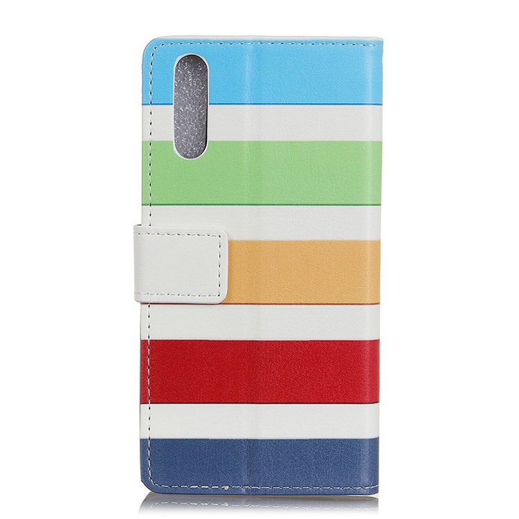 Patterned Wallet Leather Stand Mobile Case for Huawei P20 - Colorized Stripes-2