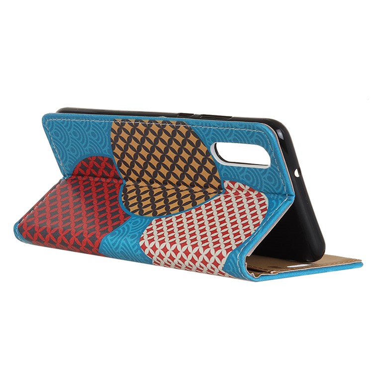 Pattern Printing Wallet Leather Stand Protector Cover for Huawei P20 - Seamless Circles-3