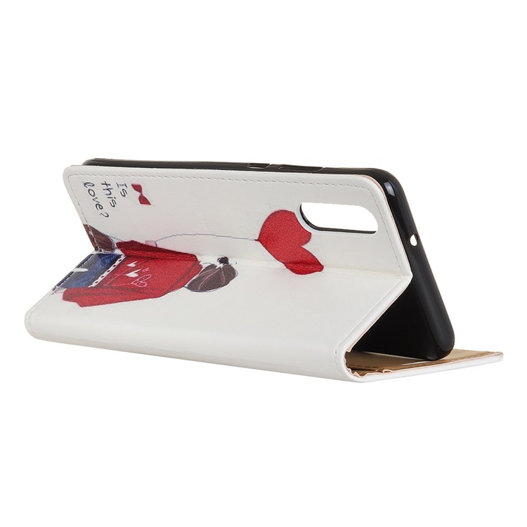 Pattern Printing Wallet Leather Stand Cover Case for Huawei P20 - Girl & Heart Shaped Balloon-3