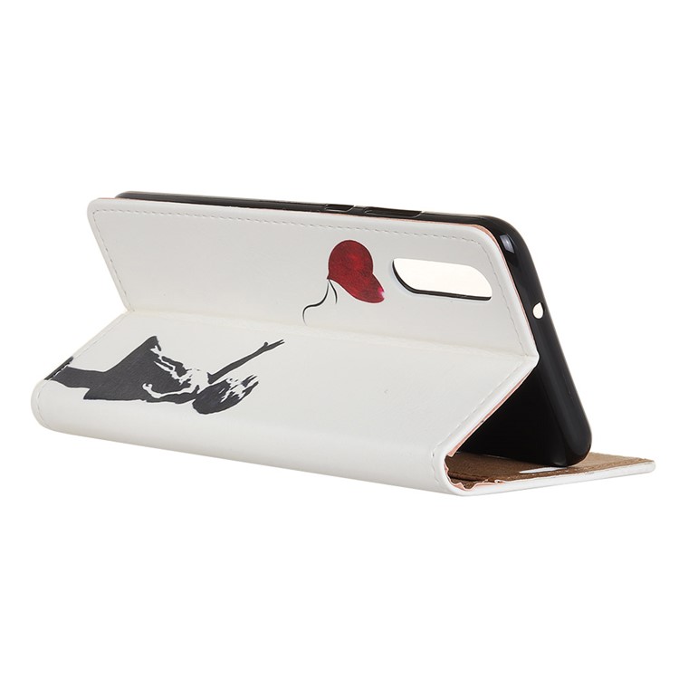 Pattern Printing Wallet Leather Stand Mobile Casing for Huawei P20 - Girl Releasing Balloon-3