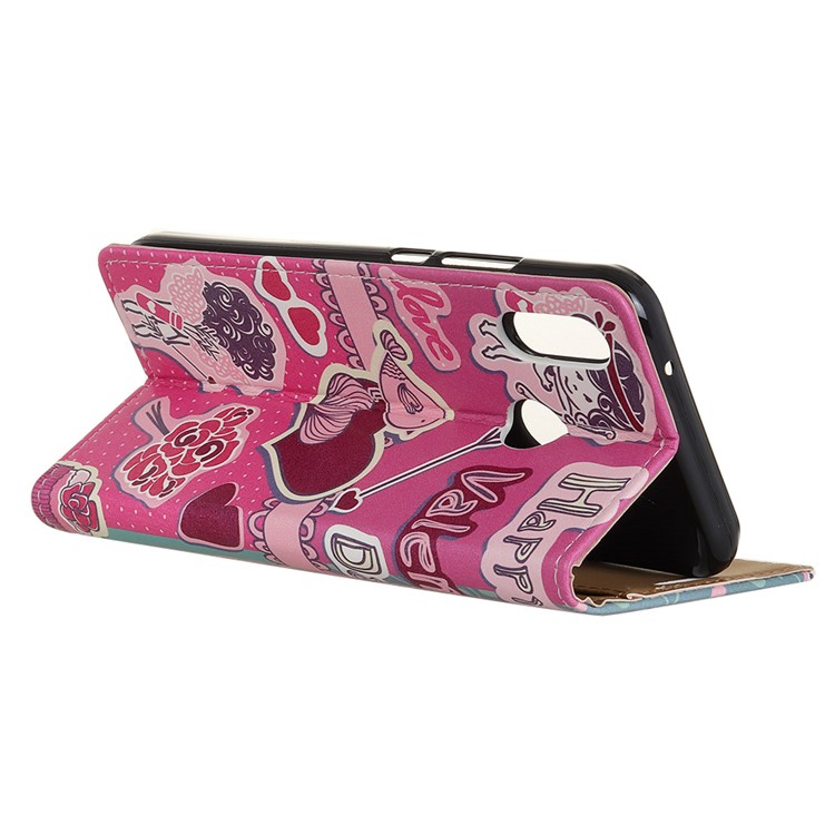 Patterned PU Leather Wallet Magnetic Phone Cover with Stand for Huawei P20 Lite/Nova 3e - Kissing Lovers-3