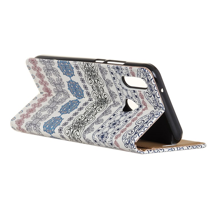 Patterned PU Leather Wallet Magnetic Mobile Phone Cover with Stand for Huawei P20 Lite/Nova 3e - Ethnic Pattern-3