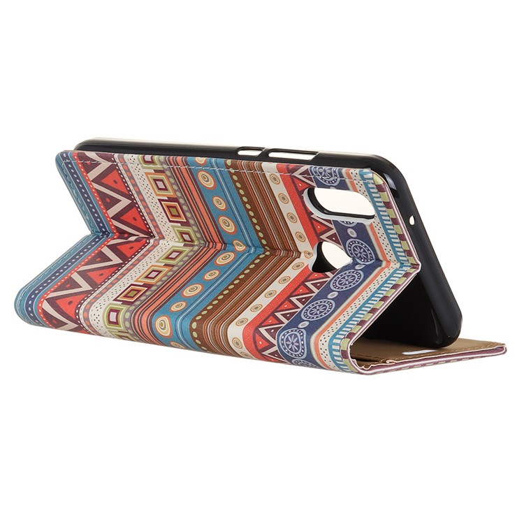 Patterned PU Leather Wallet Magnetic Cell Phone Cover with Stand for Huawei P20 Lite/Nova 3e - Tribal Geometric Figure-3