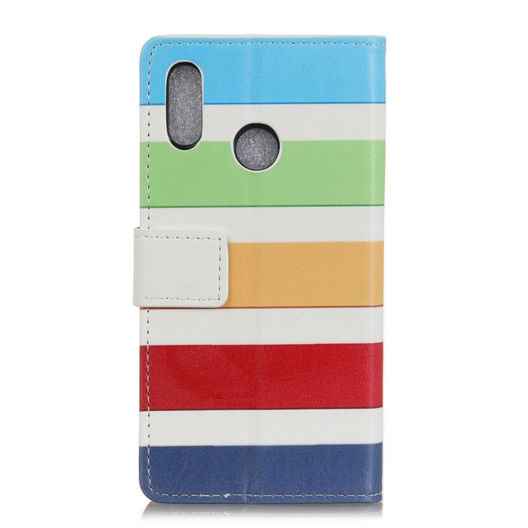 Patterned PU Leather Wallet Magnetic Protective Casing with Stand for Huawei P20 Lite/Nova 3e - Colorized Stripes-2