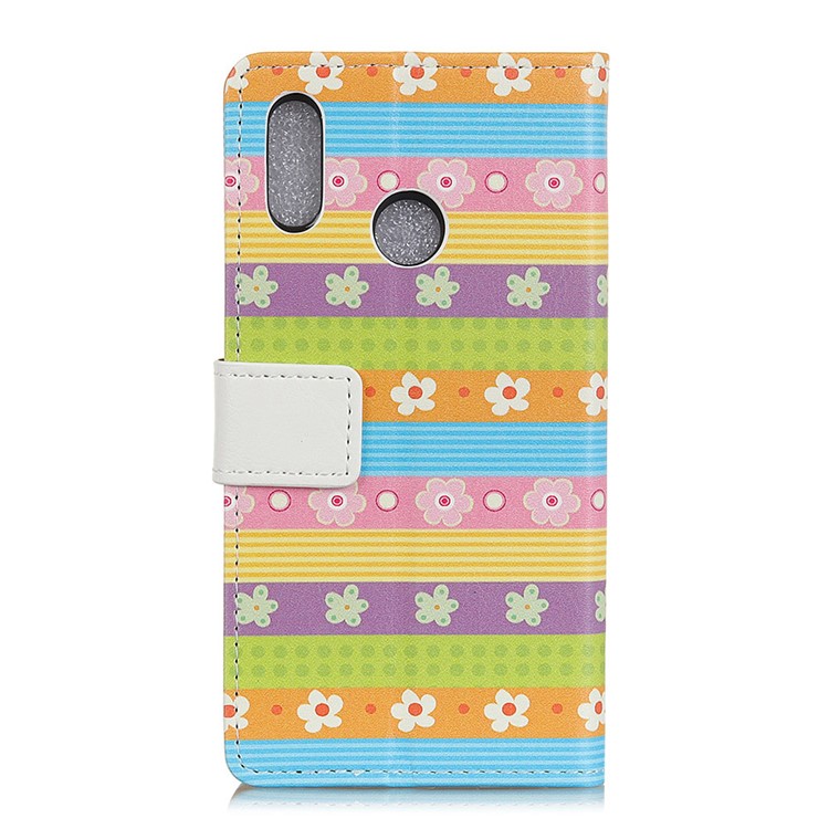 Patterned PU Leather Wallet Magnetic Protective Shell with Stand for Huawei P20 Lite/Nova 3e - Colorful Stripes & Flowers-2