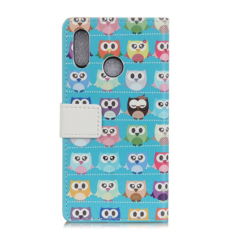 Patterned PU Leather Wallet Magnetic Protective Mobile Phone Casing with Stand for Huawei P20 Lite/Nova 3e - Multiple Colorful Owls-2