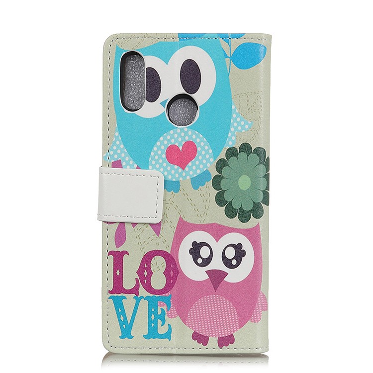 Patterned PU Leather Wallet Magnetic Protective Cell Phone Casing with Stand for Huawei P20 Lite/Nova 3e - Owl Lovers-2
