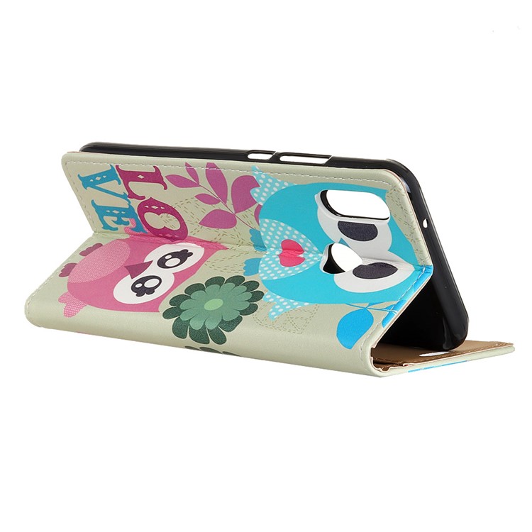 Patterned PU Leather Wallet Magnetic Protective Cell Phone Casing with Stand for Huawei P20 Lite/Nova 3e - Owl Lovers-3