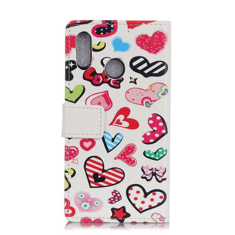 Patterned PU Leather Wallet Stand Cover with Magnet for Huawei P20 Lite/Nova 3e - Hearts and Bowknots-2