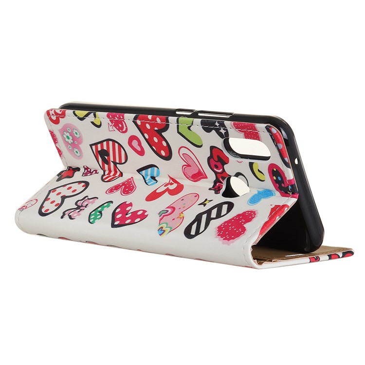 Patterned PU Leather Wallet Stand Cover with Magnet for Huawei P20 Lite/Nova 3e - Hearts and Bowknots-3
