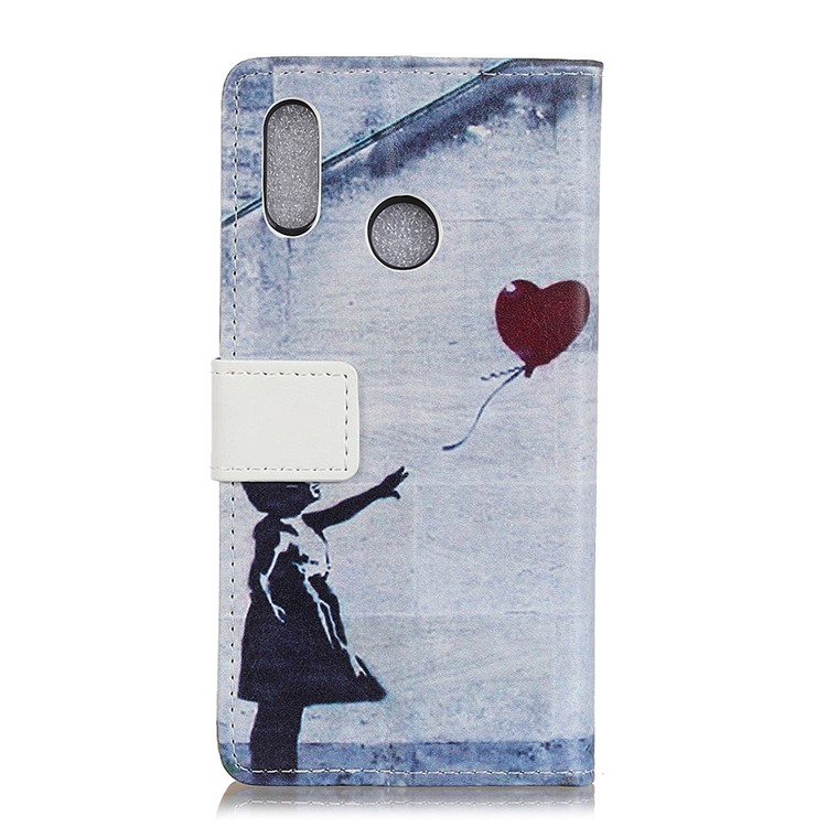 Patterned PU Leather Wallet Magnetic Casing with Stand for Huawei P20 Lite/Nova 3e - Retro Girl Flying Balloon-2