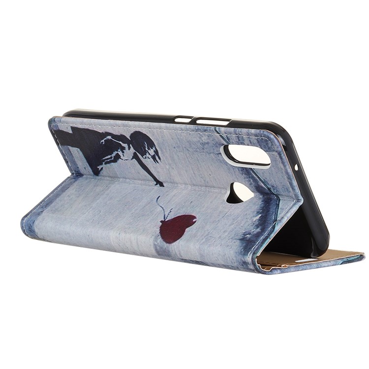 Patterned PU Leather Wallet Magnetic Casing with Stand for Huawei P20 Lite/Nova 3e - Retro Girl Flying Balloon-3