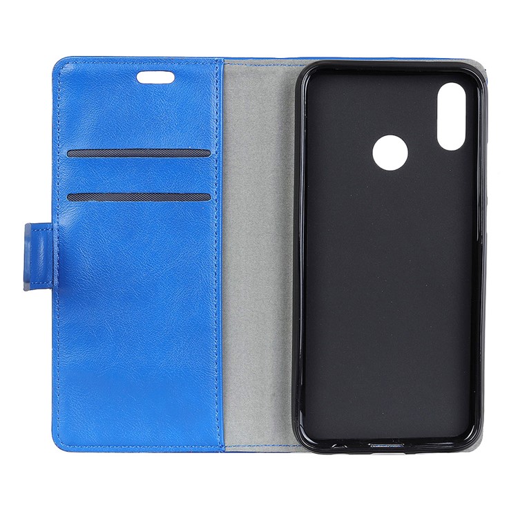For Huawei P20 Lite / Nova 3e (China) Crazy Horse Texture Leather Wallet Folio Mobile Cover Accessory - Blue-3