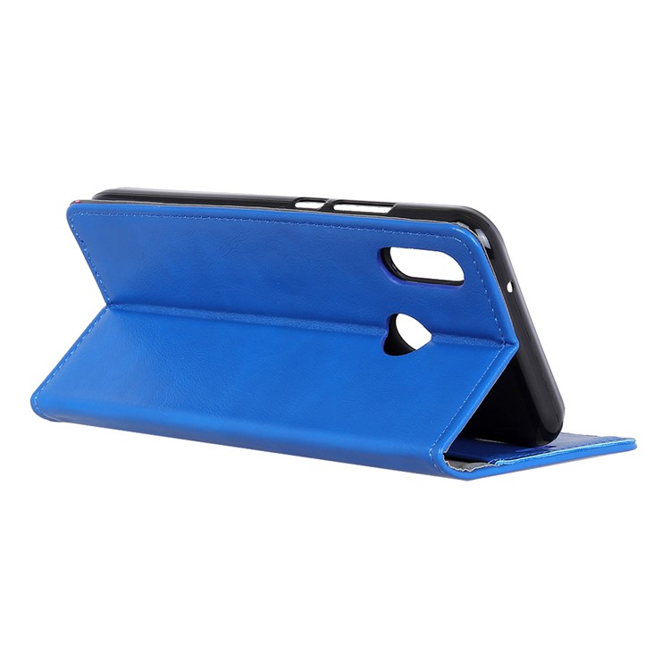 For Huawei P20 Lite / Nova 3e (China) Crazy Horse Texture Leather Wallet Folio Mobile Cover Accessory - Blue-4