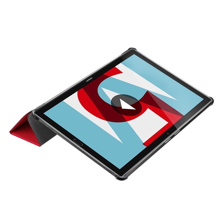 Tri-fold Leather Shell Case with Stand for Huawei MediaPad M5 10 / M5 10 (Pro) - Red-4