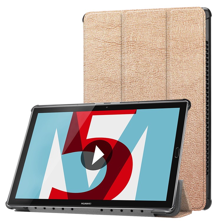 Leather Cover with Tri-fold Stand for Huawei MediaPad M5 10 / M5 10 (Pro) - Gold-1