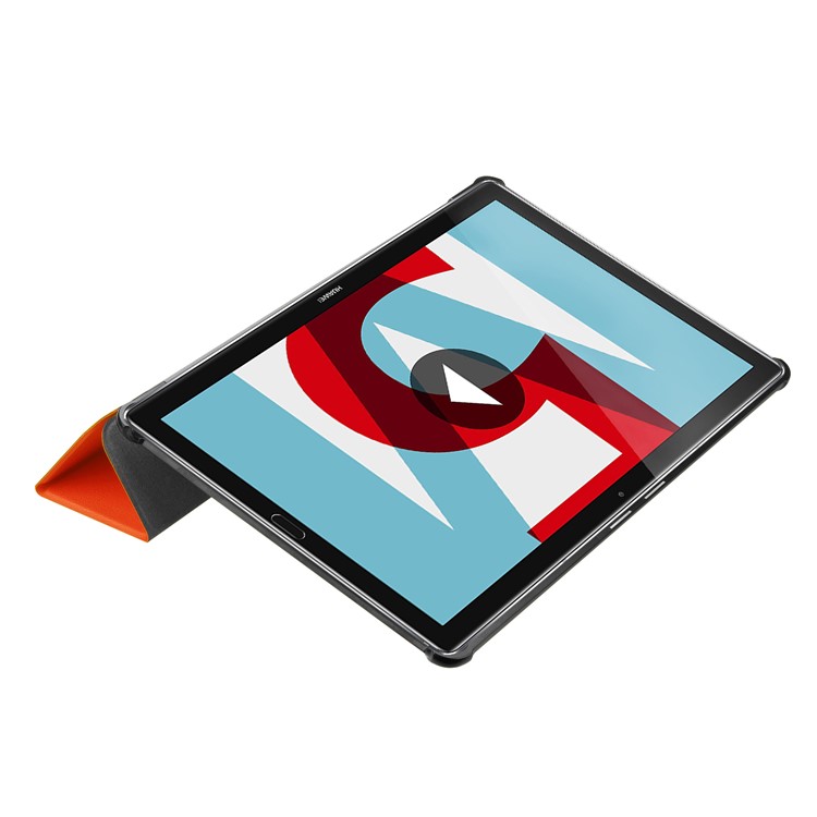 Leather Shell Case with Tri-fold Stand for Huawei MediaPad M5 10 / M5 10 (Pro) - Orange-4