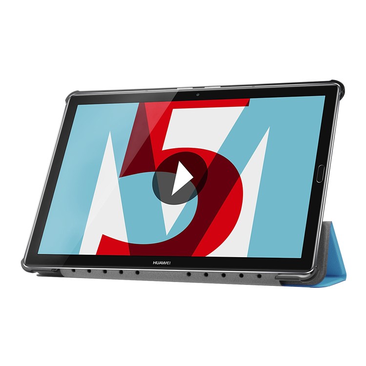PU Lederhülle Mit Dreifachem Standfuß Für Huawei Mediapad M5 10 / M5 10 (pro) - Baby Blau-5