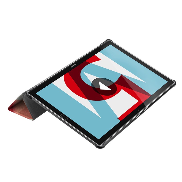 Pattern Printing Tri-fold Leather Stand Case for Huawei MediaPad M5 10 / M5 10 (Pro) - Square Pattern-4