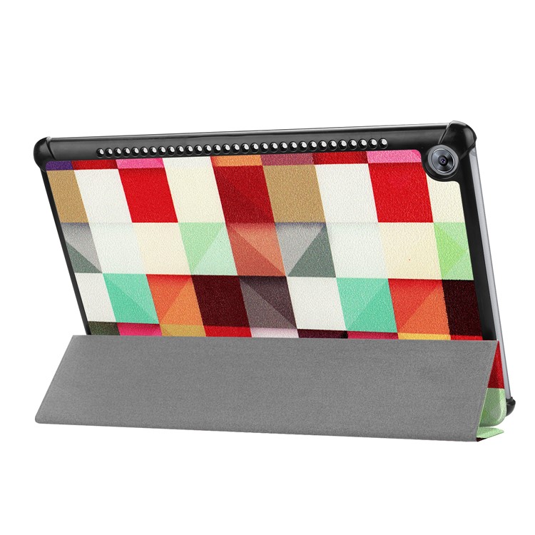 Pattern Printing Tri-fold Leather Stand Case for Huawei MediaPad M5 10 / M5 10 (Pro) - Square Pattern-6