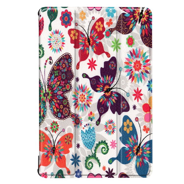 Pattern Printing Tri-fold Leather Stand Cover for Huawei MediaPad M5 10 / M5 10 (Pro) - Butterfly Flower-2