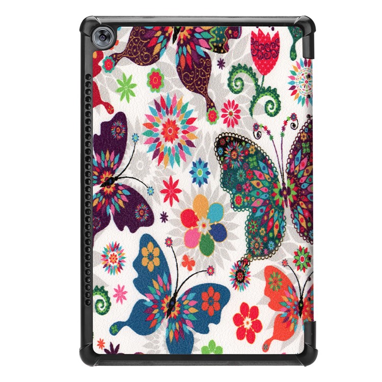 Pattern Printing Tri-fold Leather Stand Cover for Huawei MediaPad M5 10 / M5 10 (Pro) - Butterfly Flower-3