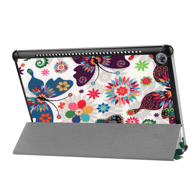 Pattern Printing Tri-fold Leather Stand Cover for Huawei MediaPad M5 10 / M5 10 (Pro) - Butterfly Flower-6