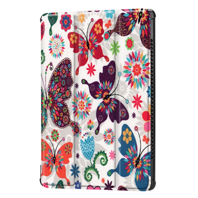 Pattern Printing Tri-fold Leather Stand Cover for Huawei MediaPad M5 10 / M5 10 (Pro) - Butterfly Flower-7