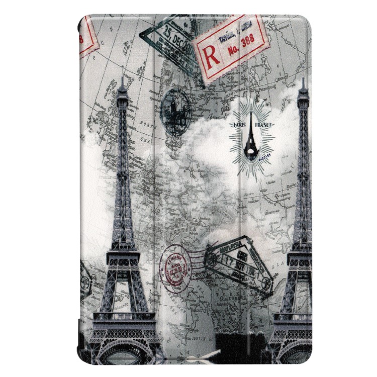 Pattern Printing Tri-fold Leather Stand Shell for Huawei MediaPad M5 10 / M5 10 (Pro) - Eiffel Tower-2