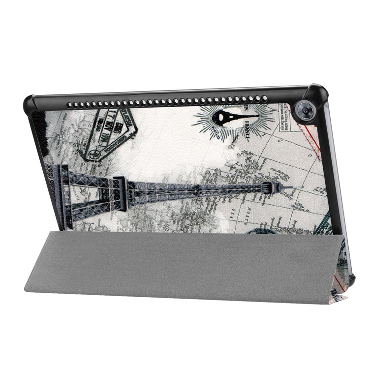 Pattern Printing Tri-fold Leather Stand Shell for Huawei MediaPad M5 10 / M5 10 (Pro) - Eiffel Tower-6