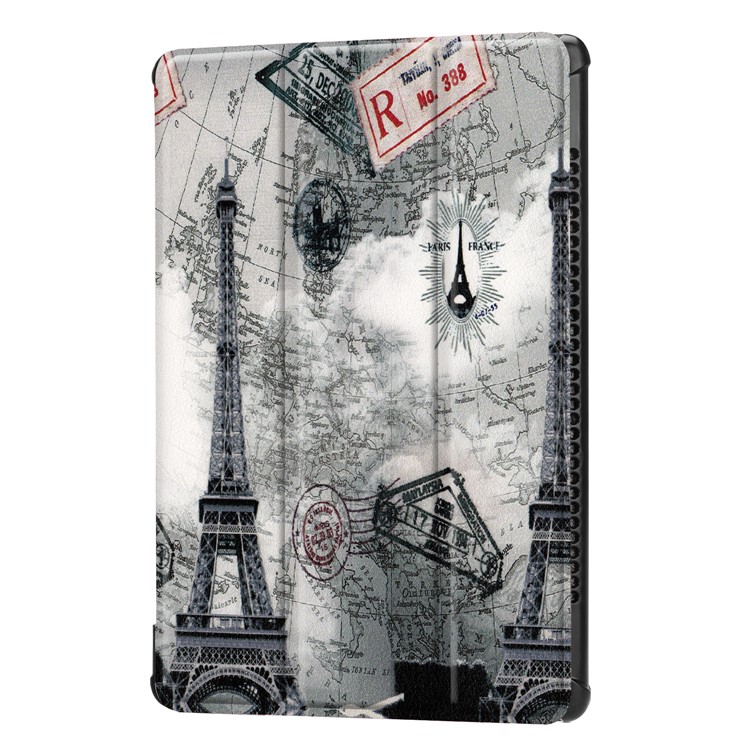 Pattern Printing Tri-fold Leather Stand Shell for Huawei MediaPad M5 10 / M5 10 (Pro) - Eiffel Tower-7