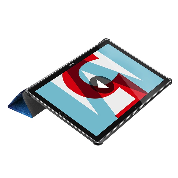 Modèle Impression Tri-fold En Cuir Stand Shell Housse Pour Huawei Mediapad M5 10 / M5 10 (pro) - Motif De Galaxie-4