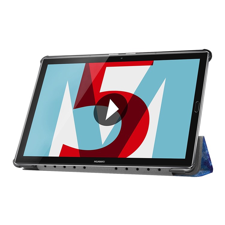 Modèle Impression Tri-fold En Cuir Stand Shell Housse Pour Huawei Mediapad M5 10 / M5 10 (pro) - Motif De Galaxie-5