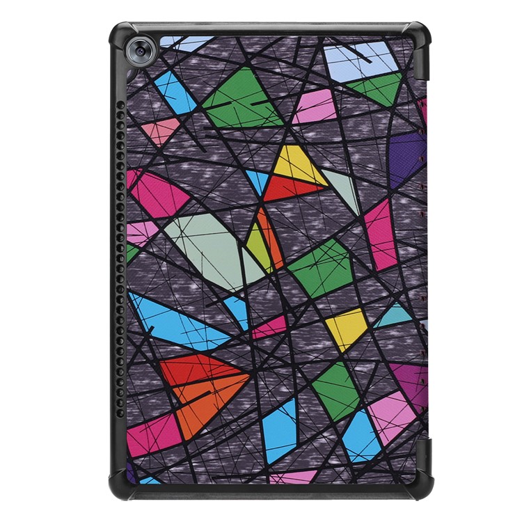 Pattern Printing Tri-fold Stand Leather Protection Case for Huawei MediaPad M5 10 / M5 10 (Pro) - Geometric Pattern-3